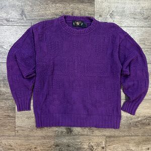 Vintage 80s Lake Harmony Made in USA Textured Knit Purple Sweater  Men's Large
